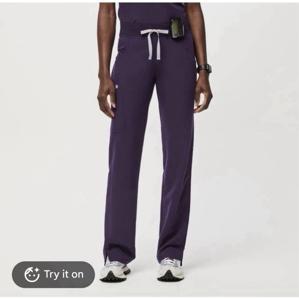 FIGS Purple Jam Kade Cargo Pants Straight Leg Drawstring Discontinued Size L / T